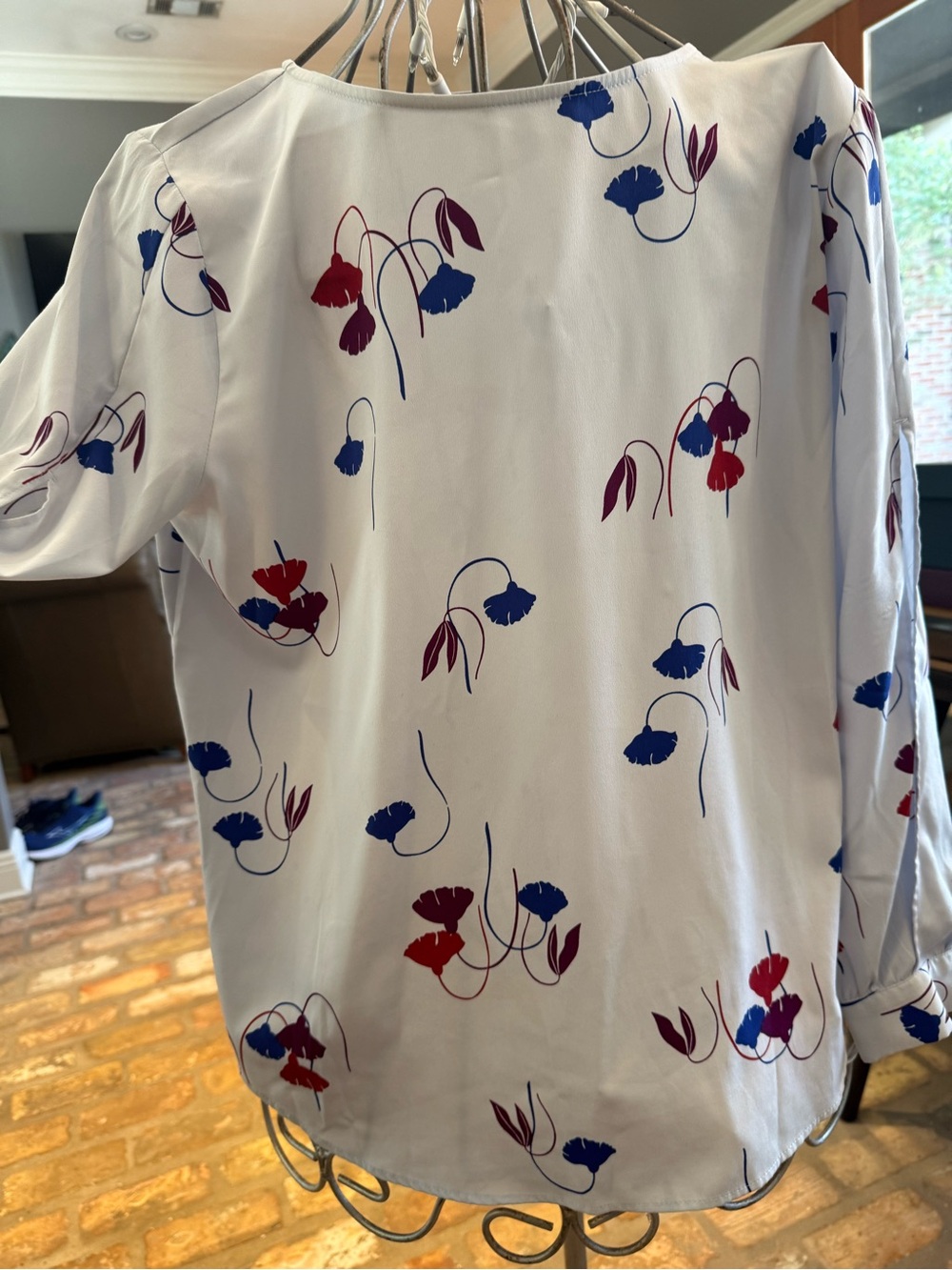 Ann Taylor XL Light Blue Floral Blouse